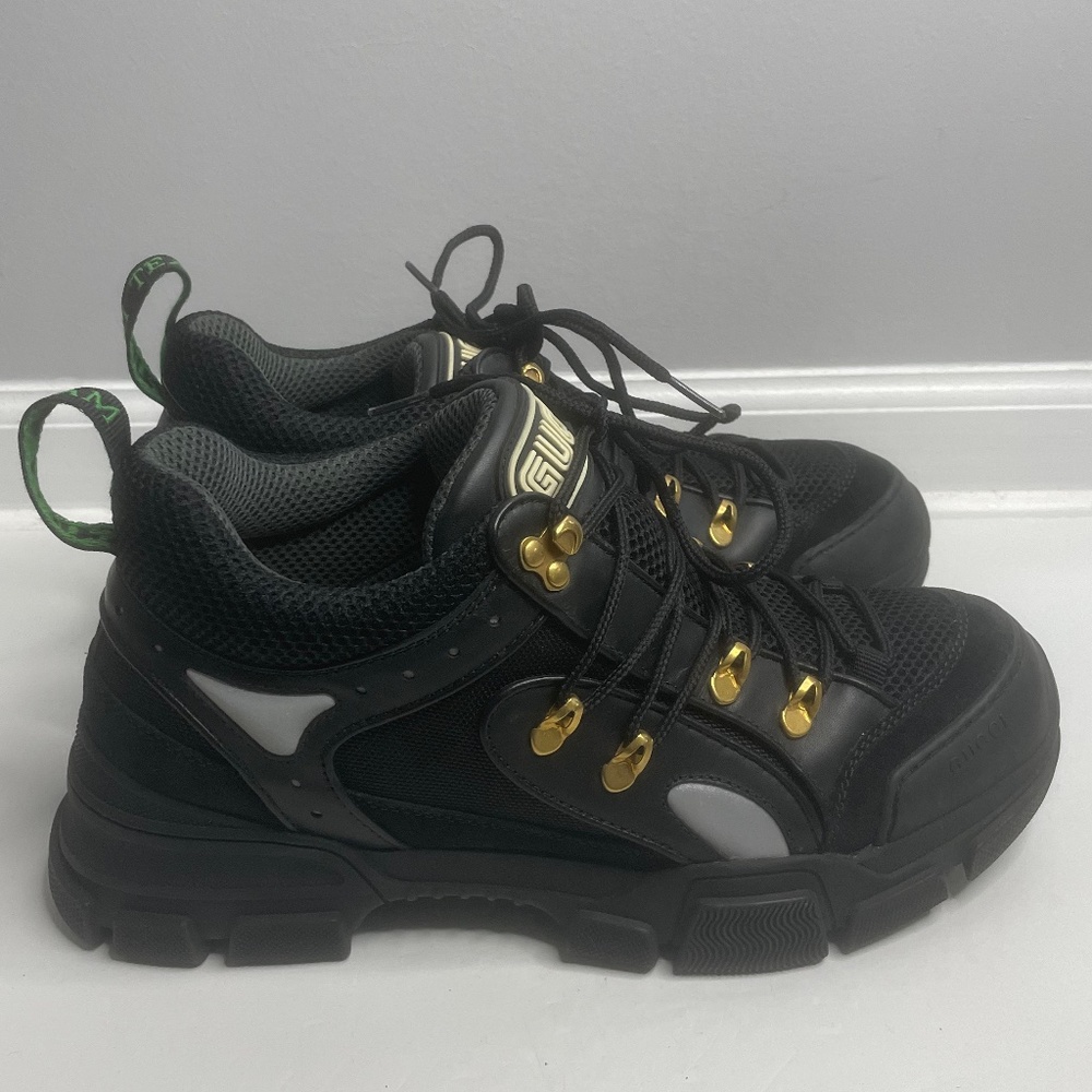 Gucci Team Flashtrek Black Lace up Hiking Sneakers Size 9.5 Italy - Picture 8 of 15